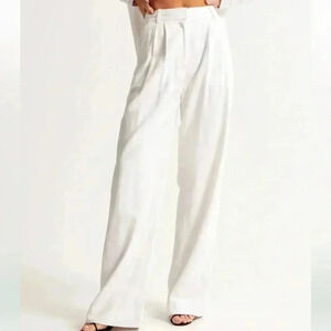 Abercrombie & Fitch Linen blend Trousers White Pants Sz S (Short)